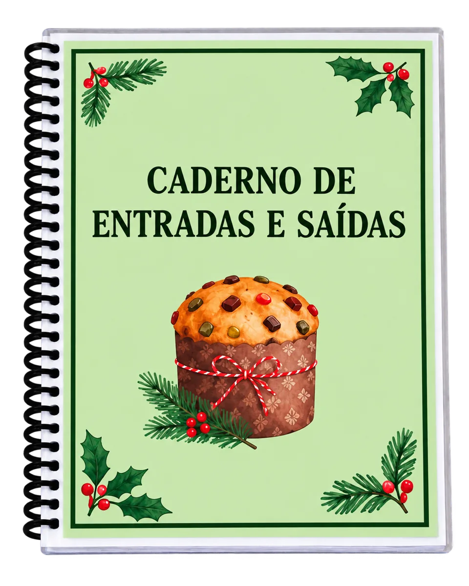 Caderno de entradas e saídas com encadernação espiral