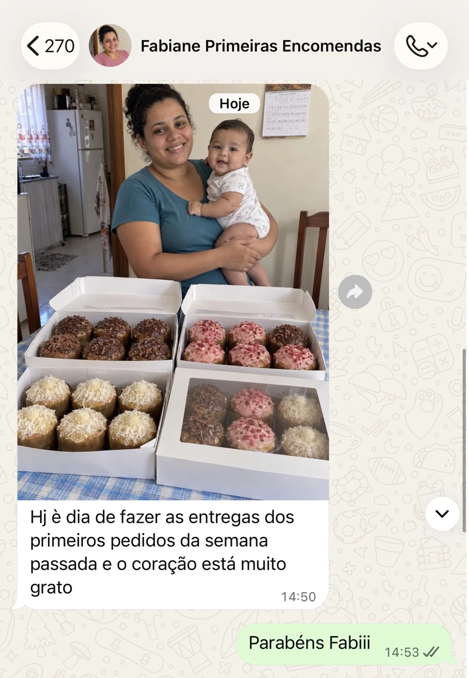Mensagem sobre primeiras encomendas de panetones