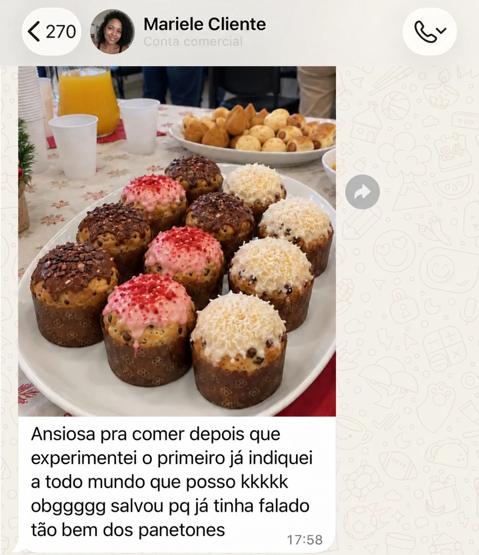 Mensagem recebida sobre os mini panetones, imagem 1 de 5
