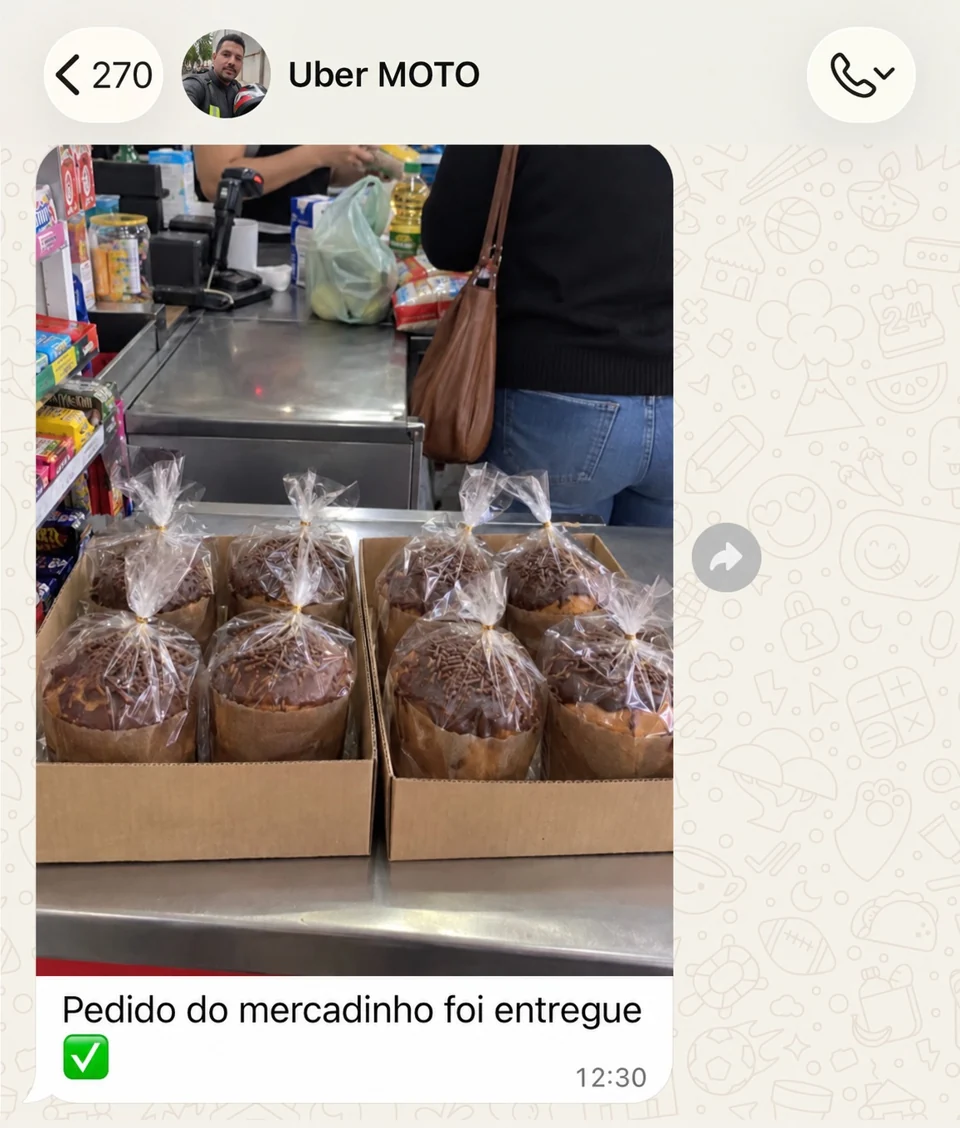 Mensagem recebida sobre os mini panetones, imagem 2 de 5