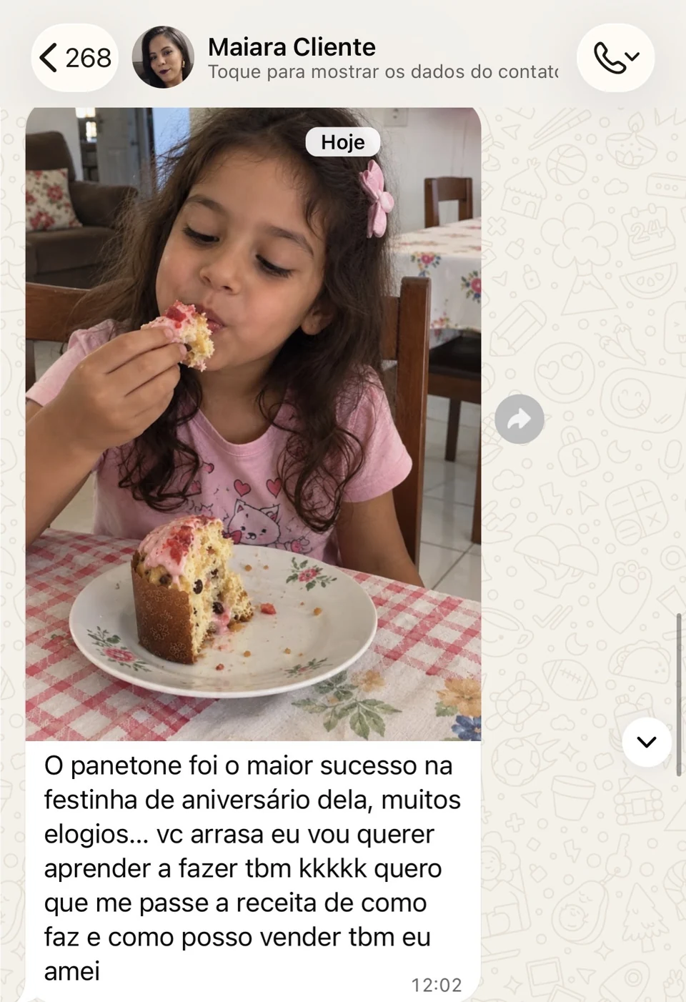 Mensagem recebida sobre os mini panetones, imagem 5 de 5